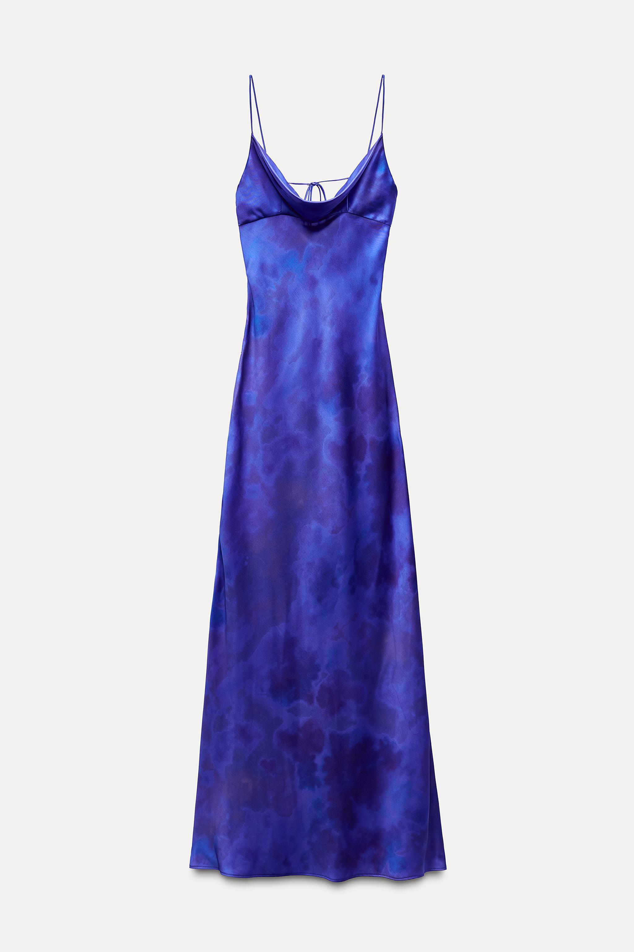 SATIN EFFECT PRINTED LONG DRESS Product Image