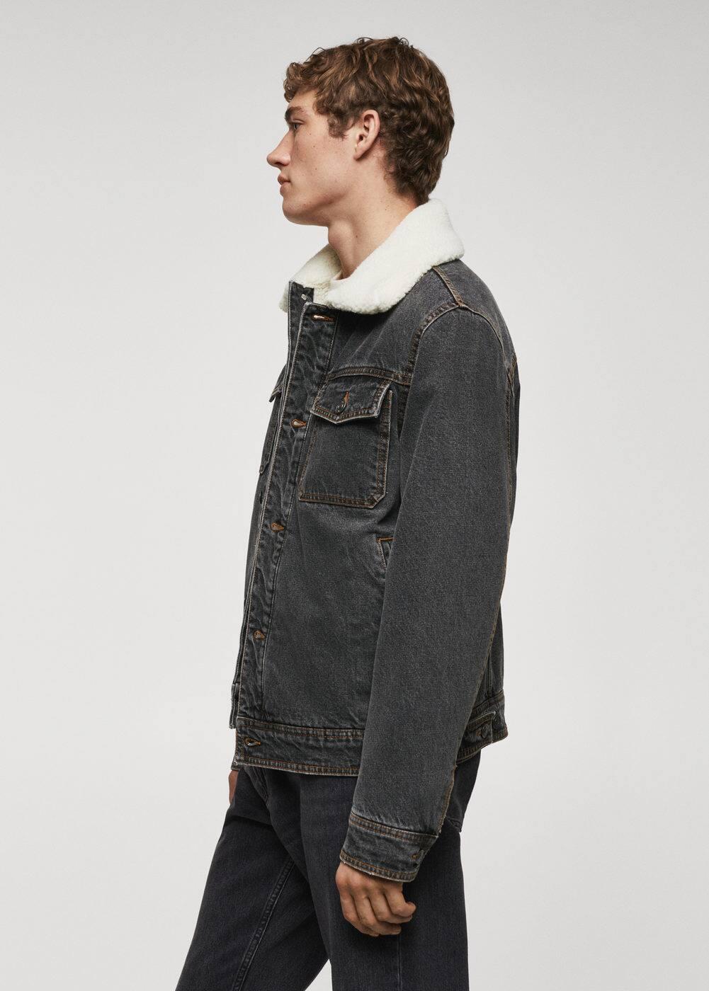 MANGO MAN - Shearling denim jacket open greyMen Product Image