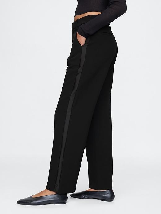 365 Mid Rise Satin-Trim Trousers Product Image