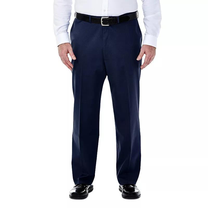 Big & Tall Haggar Premium Stretch No-Iron Khaki Flat-Front Pants, Mens Beig/Green Product Image