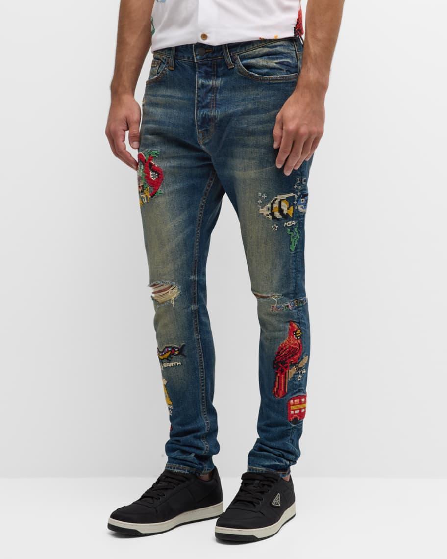 Mens World Tour Embroidered Jeans Product Image