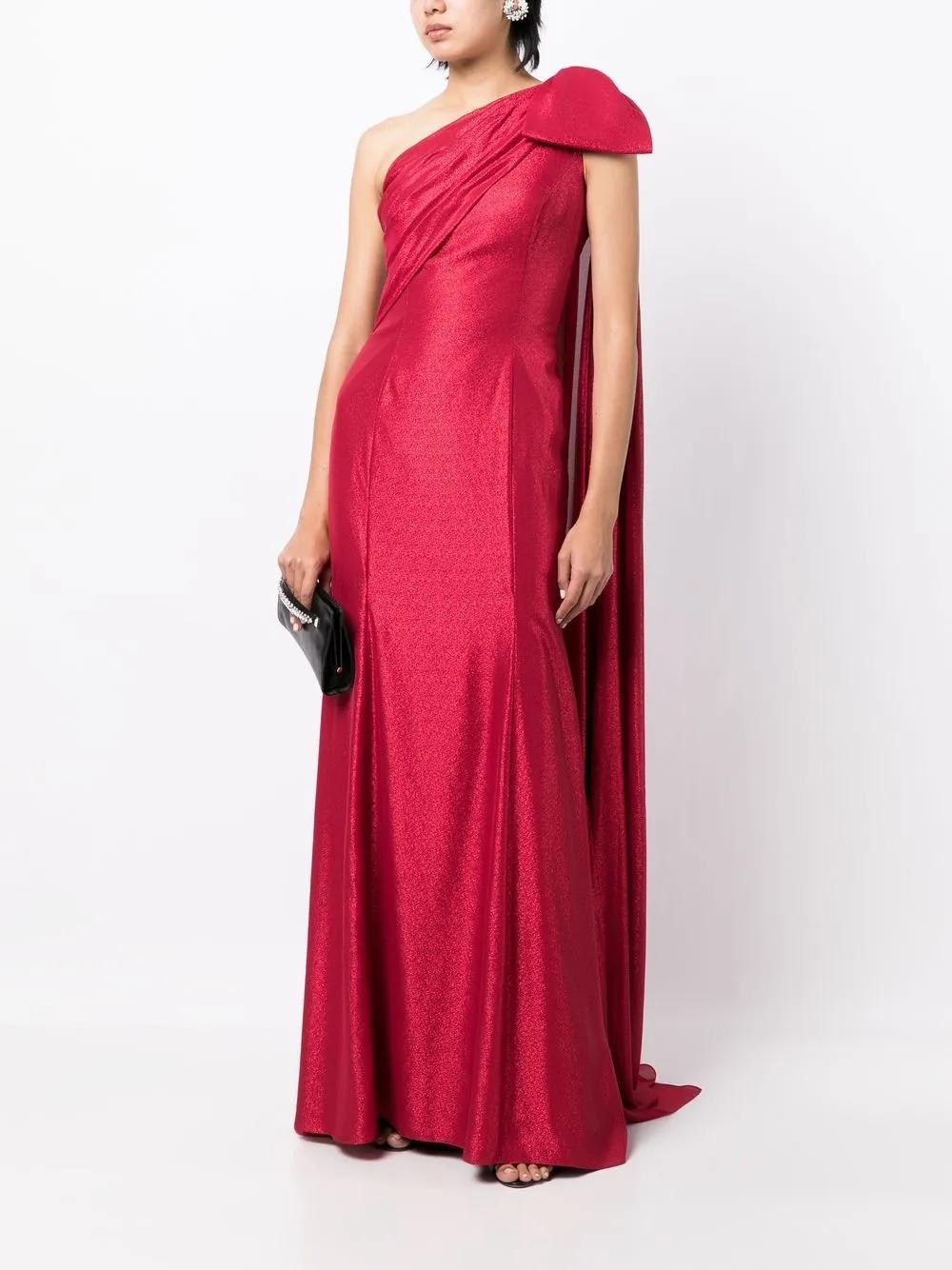 Imogen one-shoulder draped gown  Product Image