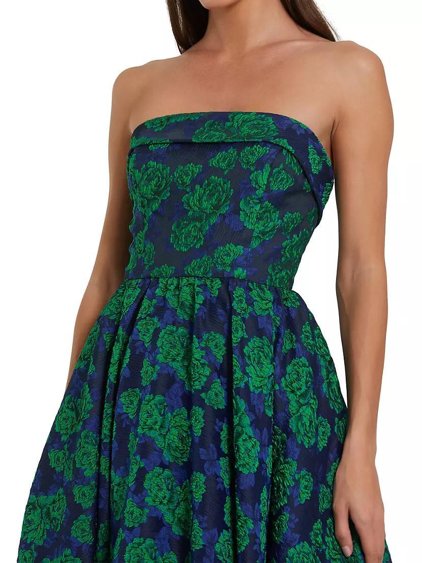 Brocade Peony Strapless Cocktail Dress Product Image