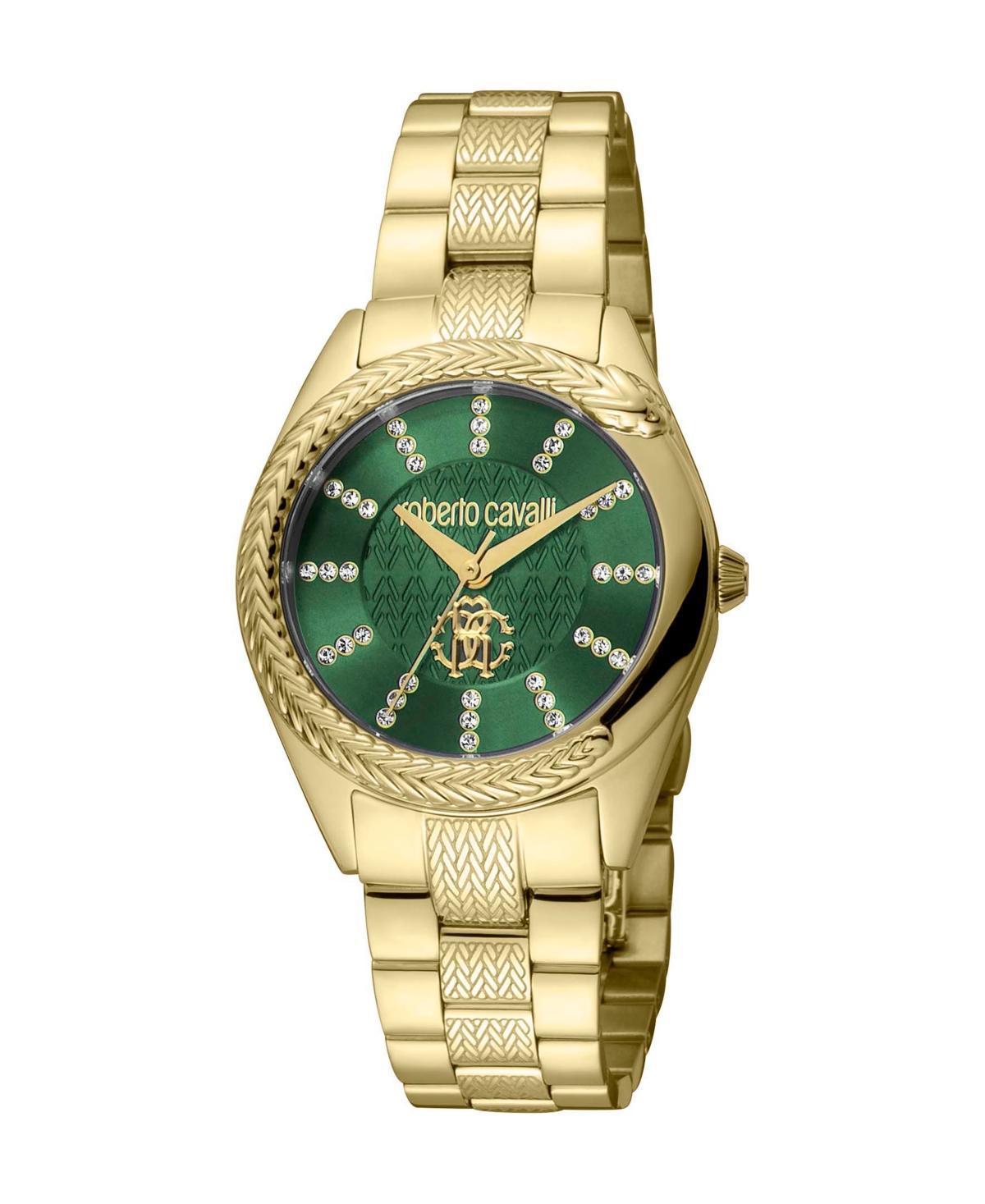 Roberto Cavalli Womens Quartz Gold-tone Stainless Steel Watch 32mm - Gold Product Image