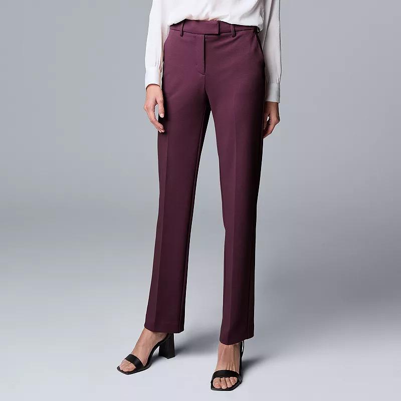 Petite Simply Vera Vera Wang High-Rise Slim Straight Leg Trouser, Womens Product Image