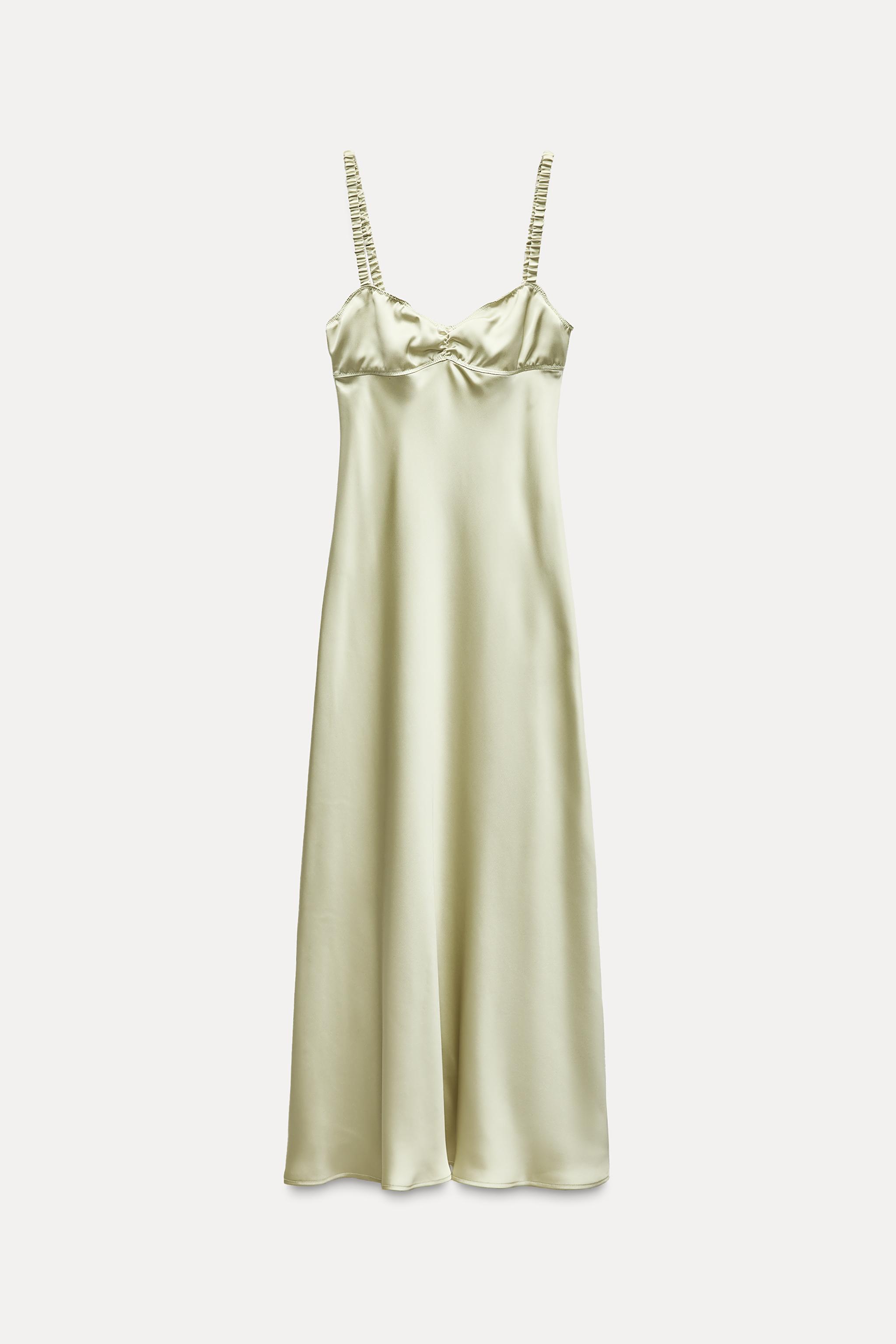 SATIN EFFECT MIDI SLIP DRESS Product Image