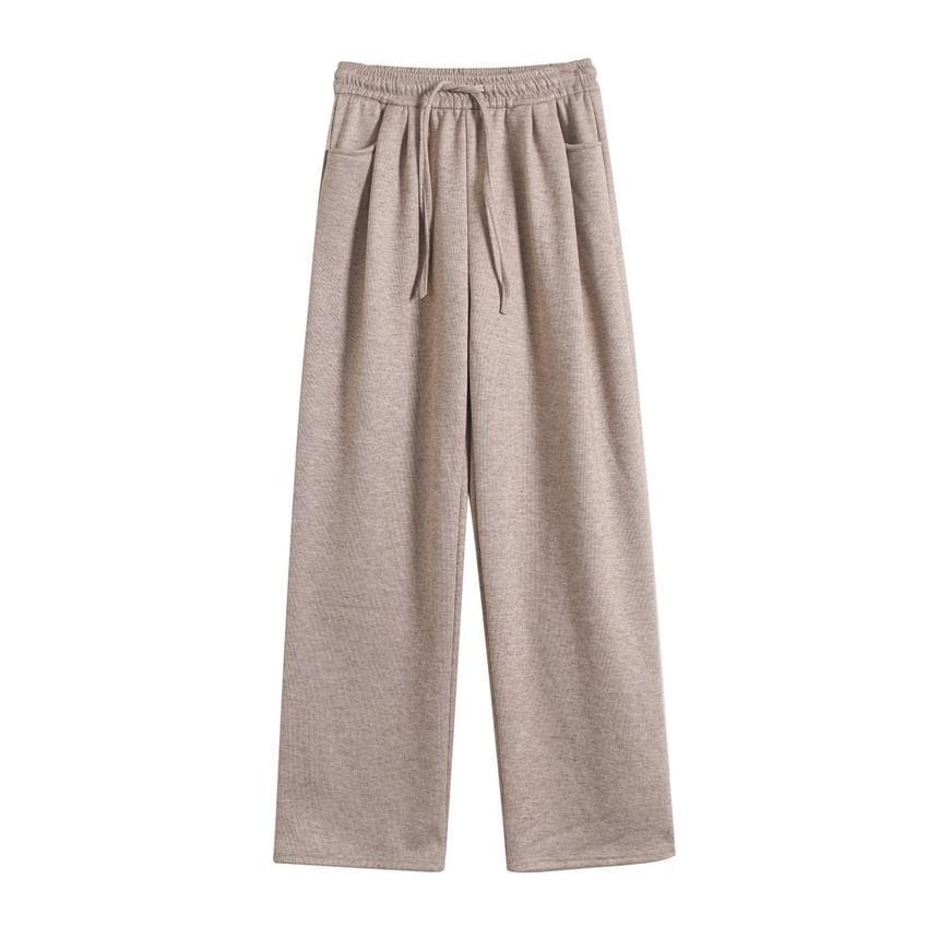 Drawstring Waist Plain Wide Leg Pants product image