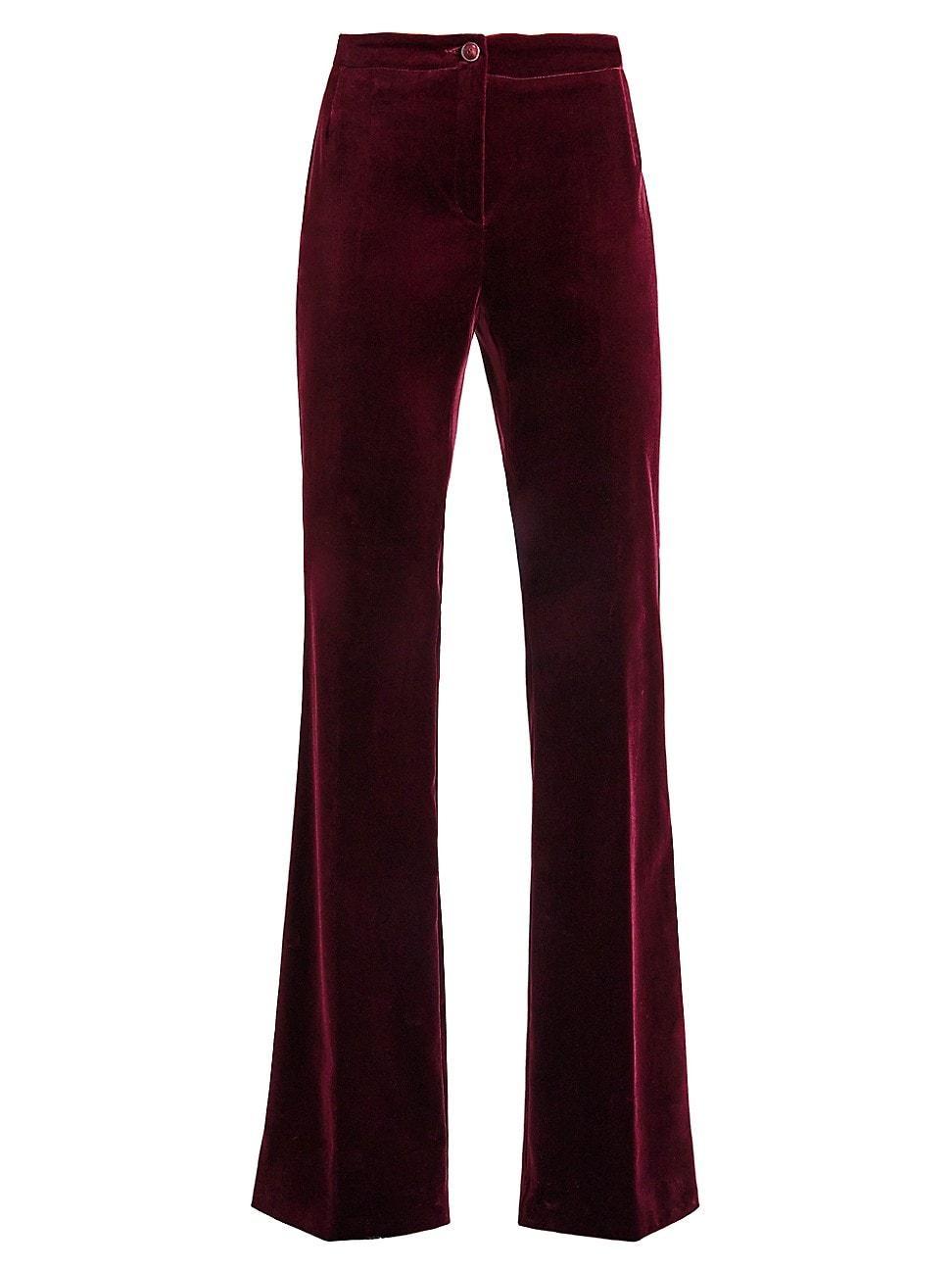 Womens Velvet Flared-Leg Pants Product Image