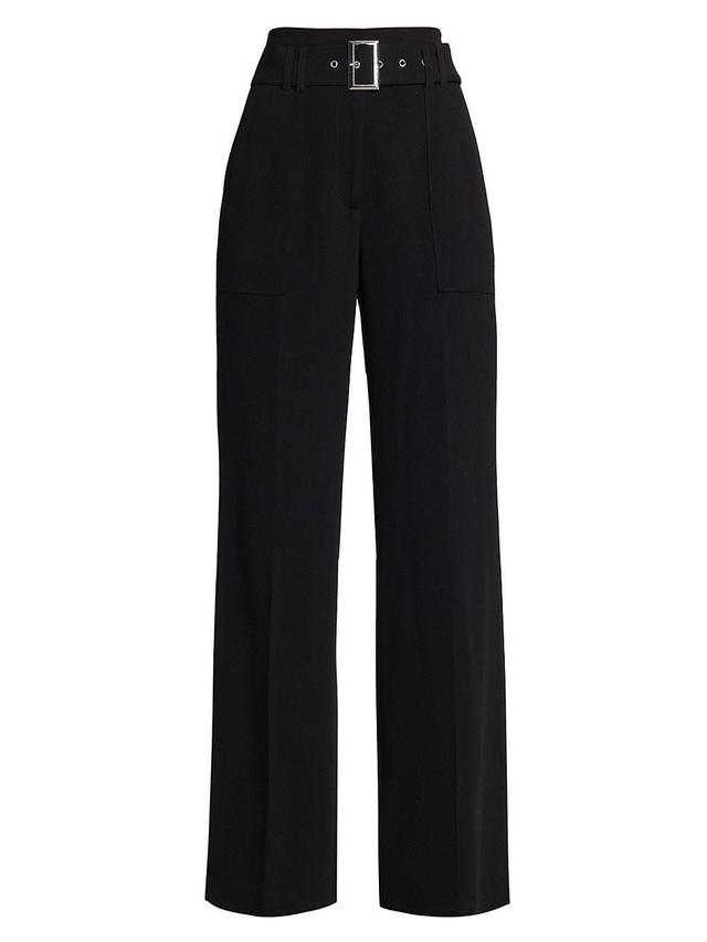 Womens Belted Wide-Leg Trousers Product Image