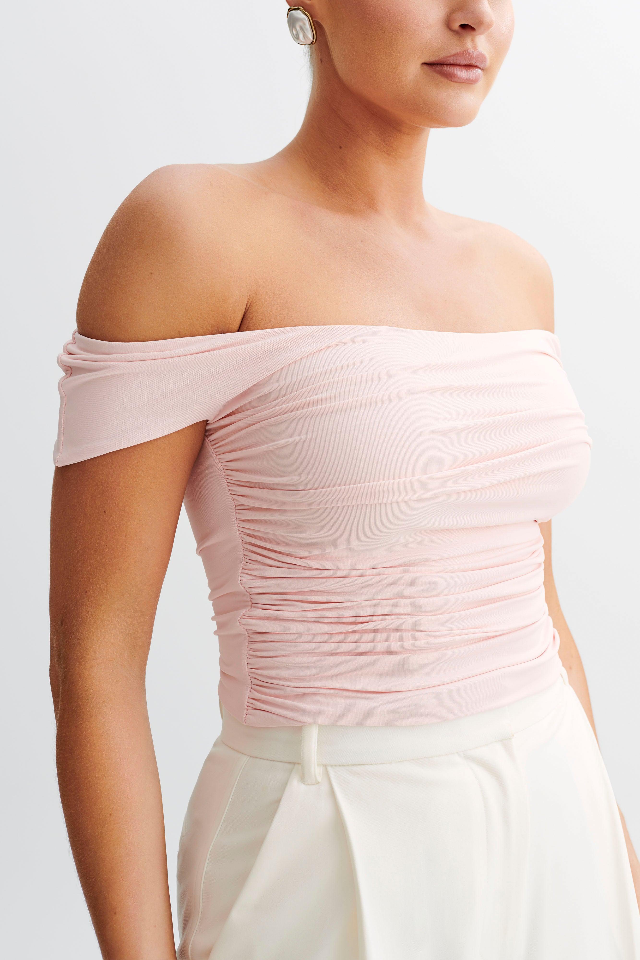 Piper Ruched Off Shoulder Top - Pale Pink Product Image