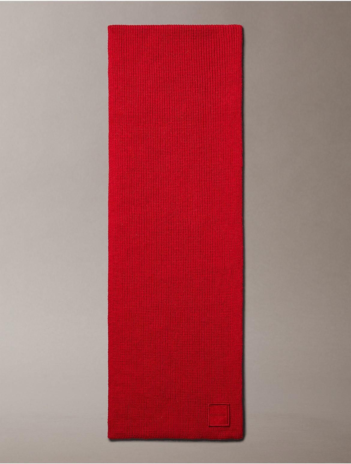 Calvin Klein Womens Ribbed Monogram Logo Badge Scarf - Red Product Image