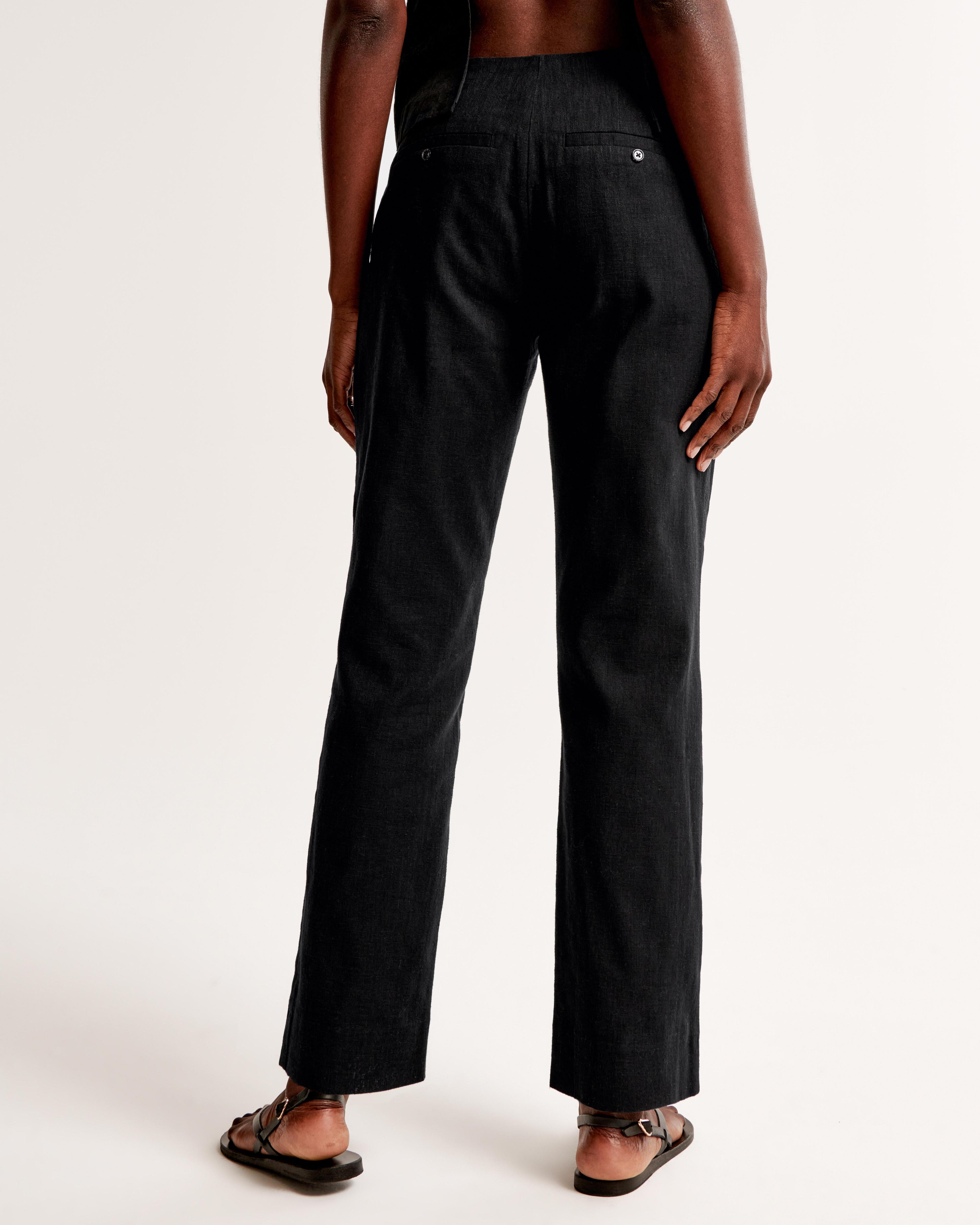 Mid Rise Linen-Blend Tailored Straight Pant Product Image