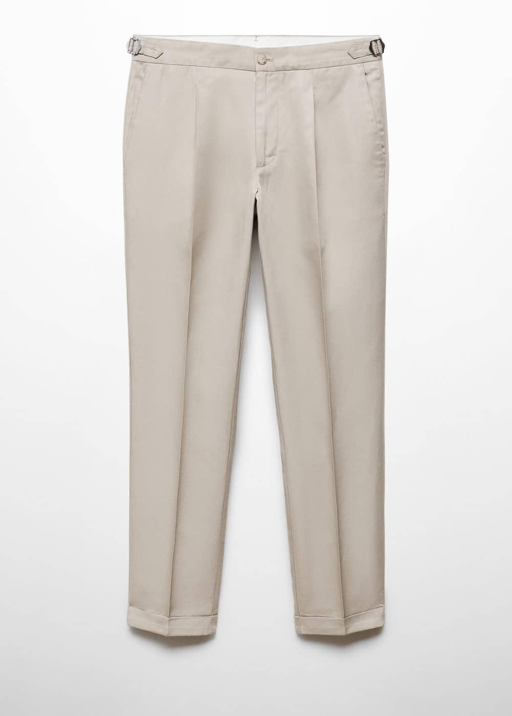 MANGO MAN - Linen blend pleated trousers light/pastel greyMen Product Image