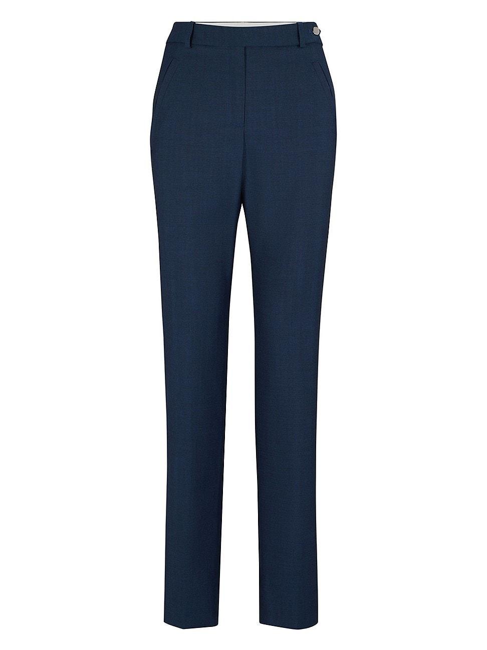 Womens Relaxed-Fit Trousers in Denim-Effect Wool Twill Product Image