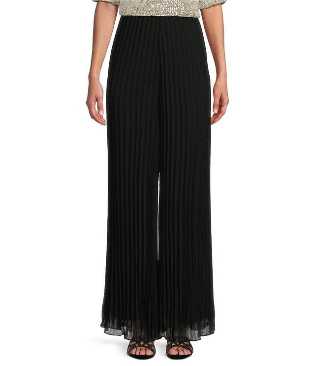 Alex Evenings Pleated Chiffon Wide Leg Flowy Pants Product Image