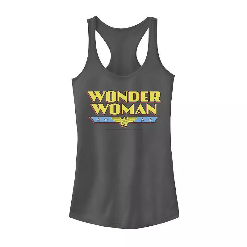 Juniors DC Comics Wonder Woman Classic Text Logo Tank Top, Girls Grey Product Image