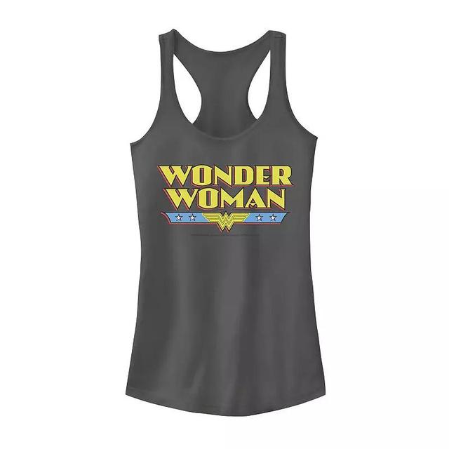 Juniors DC Comics Wonder Woman Classic Text Logo Tank Top, Girls Grey Product Image