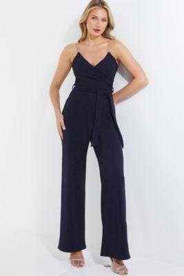 Quiz Womens Wrap Embellished Strap Palazzo Jumpsuit Product Image