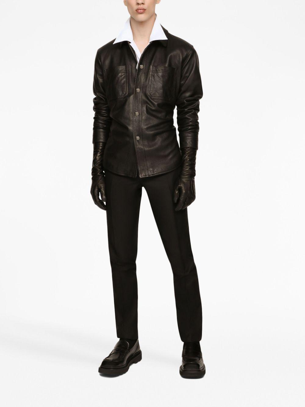 Button-up Leather Shirt In Black Product Image