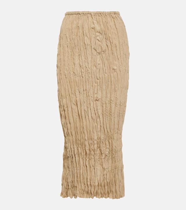 Silk Midi Skirt In 809 Overcast Beige Product Image