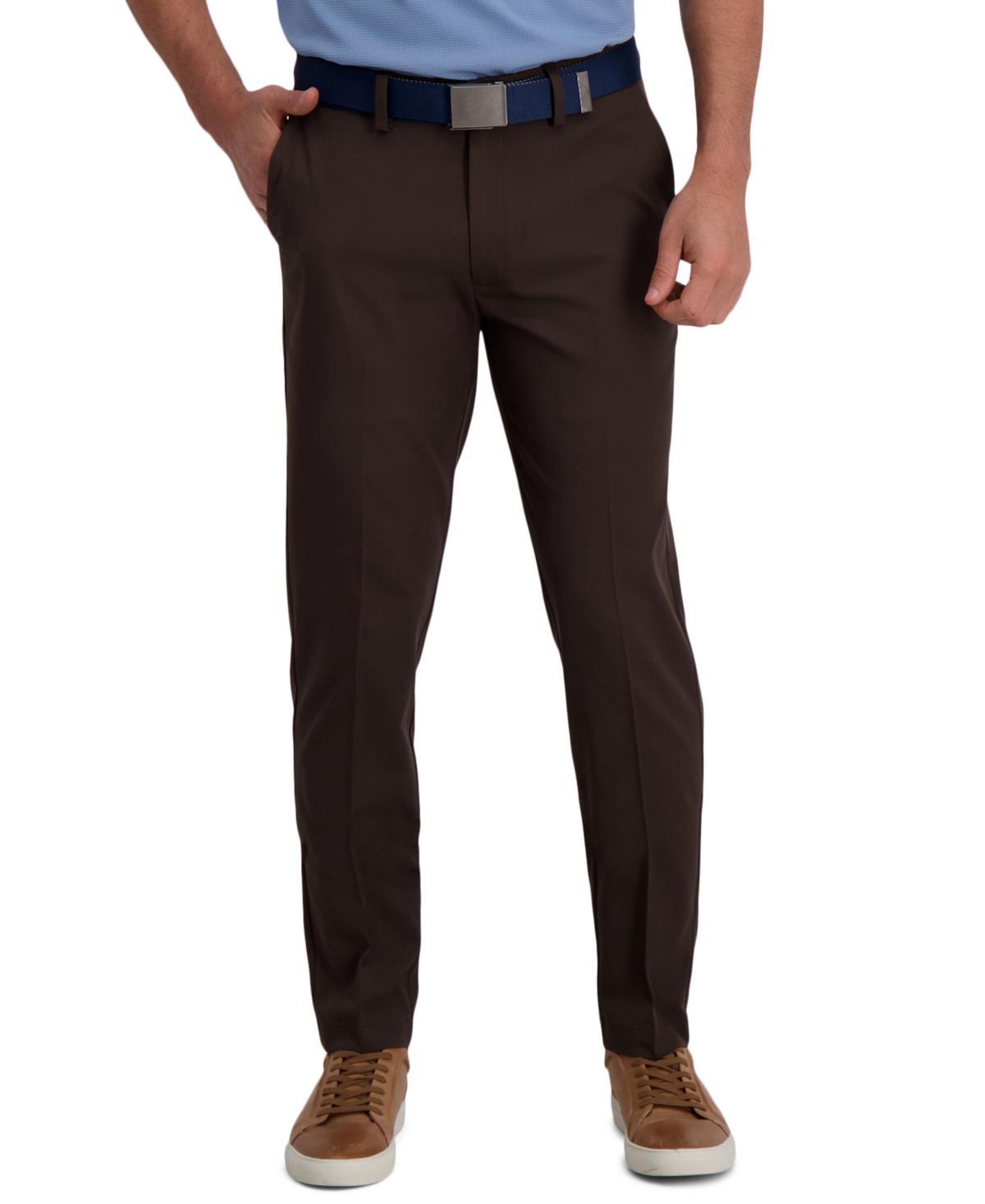 Mens Haggar Cool Right Performance Flex Slim-Fit Flat-Front Pants Dark Gray Grey Product Image