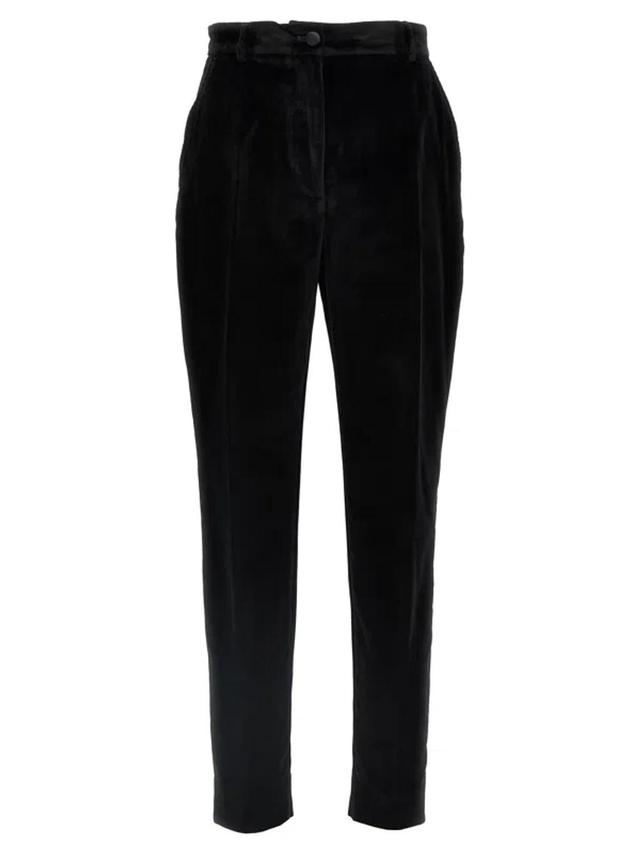 Velvet Tuxedo Pants In Black Product Image