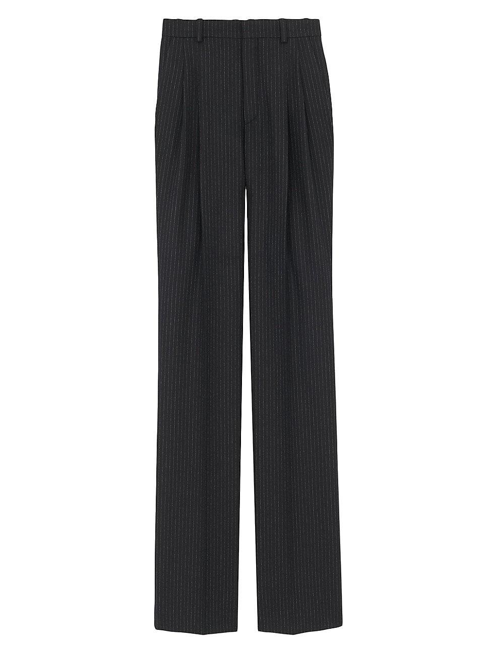 Womens Wide-Leg Pants In Striped Wool Flannel Product Image