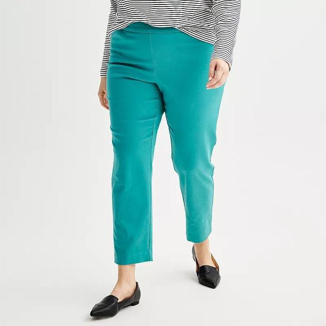 Plus Size Womens Croft & Barrow Effortless Stretch Pull-On Straight-Leg Pants Blue Product Image