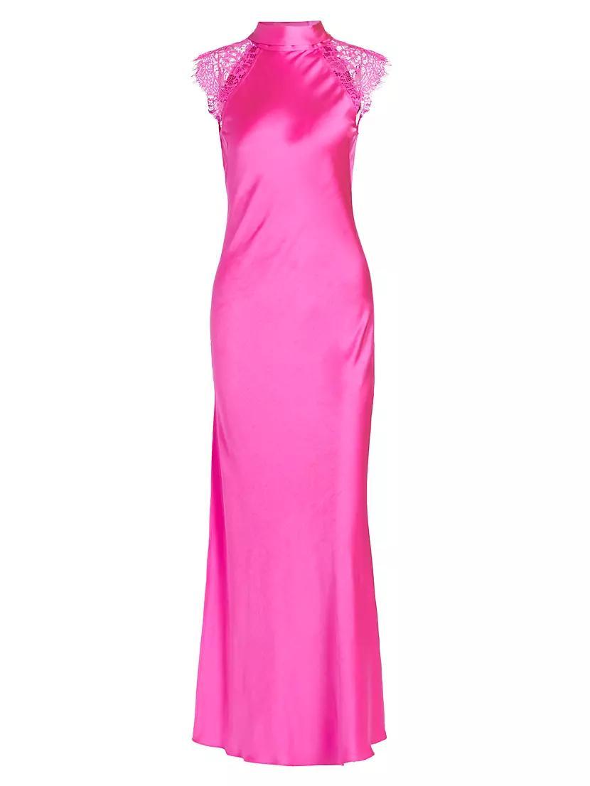 Brianna Lace & Satin Halterneck Maxi Dress Product Image