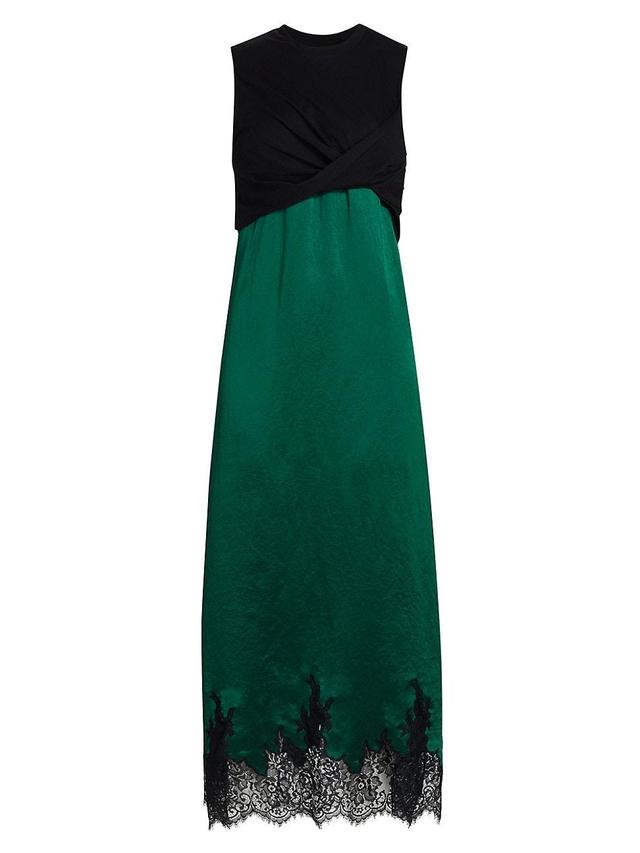 Womens Mixed Media Slip Maxi Dress Product Image