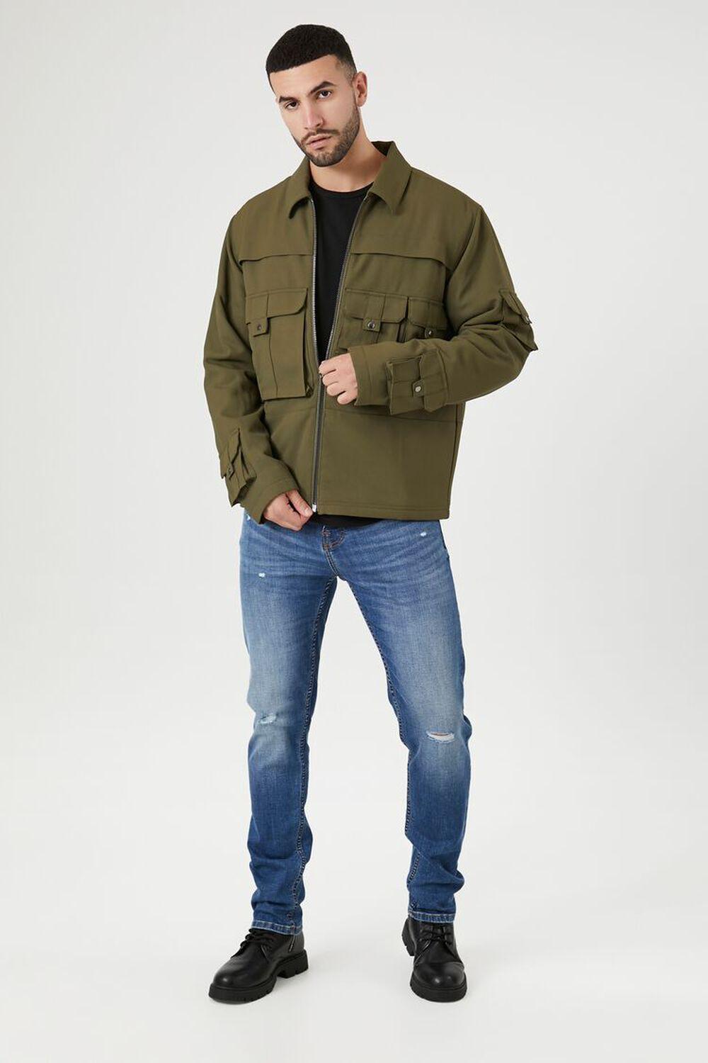 Zip-Up Cargo Trucker Jacket | Forever 21 Product Image