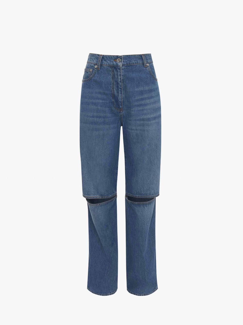 CUT-OUT KNEE BOOTCUT DENIM JEANS in blue | JW Anderson US  Product Image