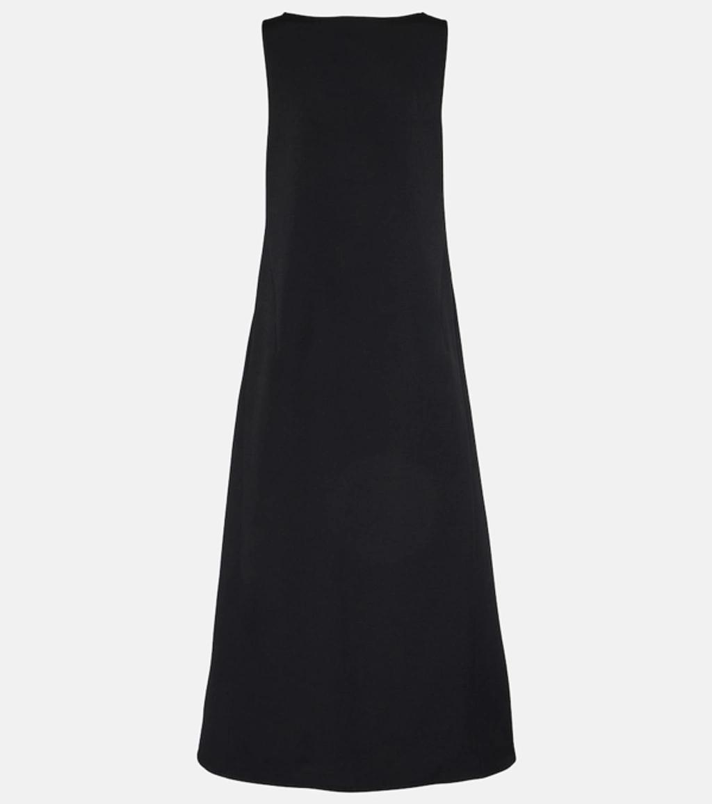 Rhea Open-back Wool-blend Gown In Black Product Image