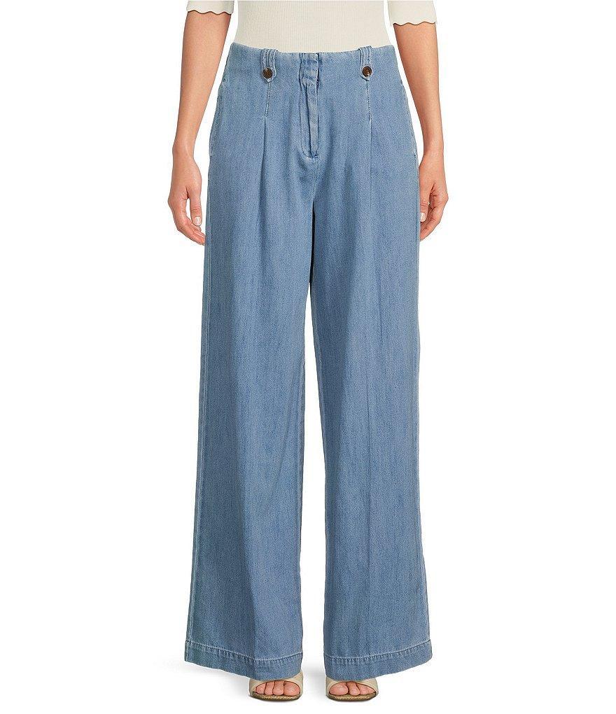 Sam Edelman Pleated Mid Rise Wide-Leg Trouser Jeans Product Image