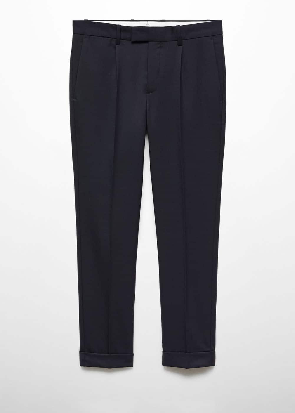 MANGO MAN - Pleat detail wool pants navyMen Product Image