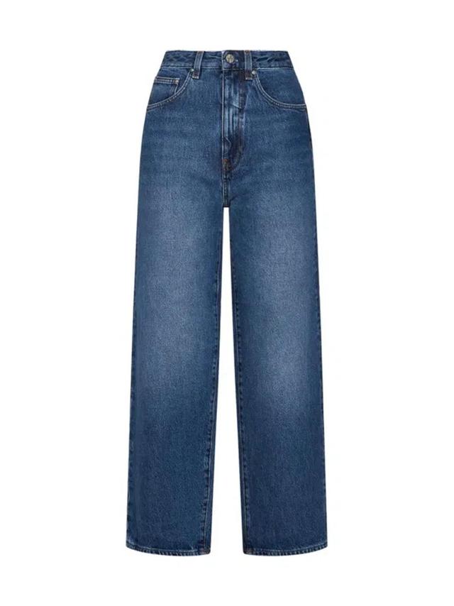 Cropped Wide Leg Jeans In Blue Product Image