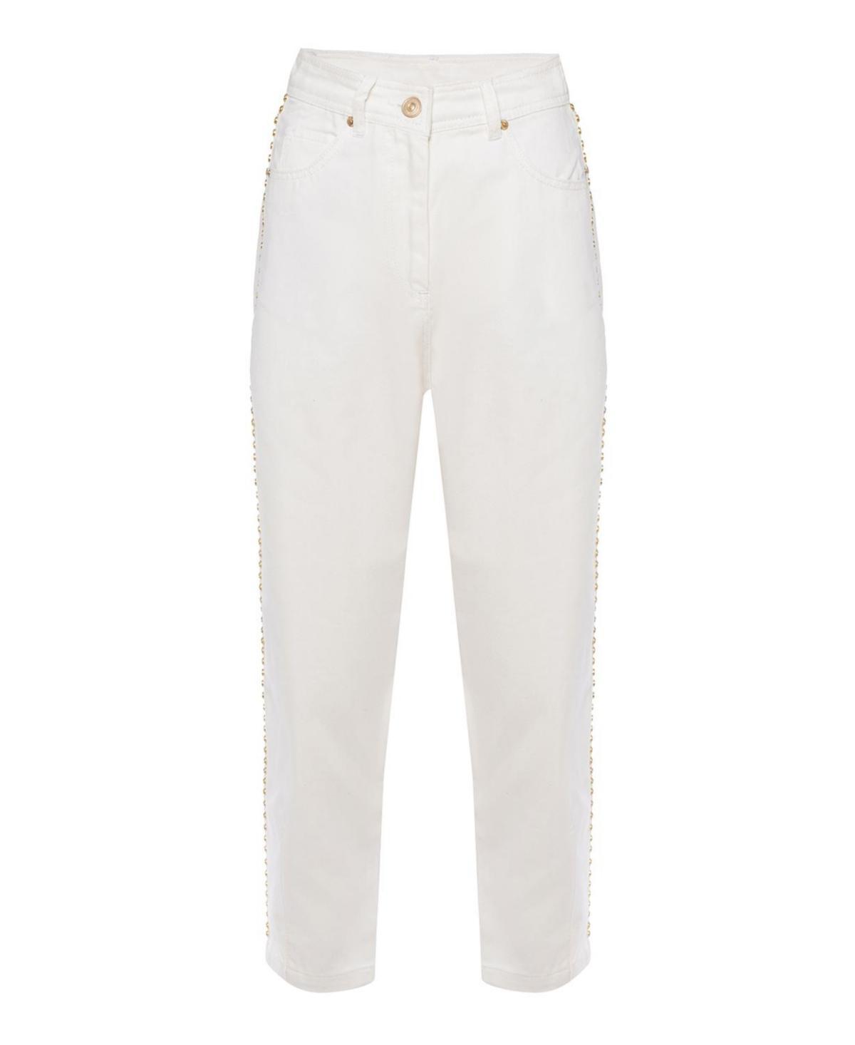 Nocturne Womens Studded Mom Denim Pants Product Image