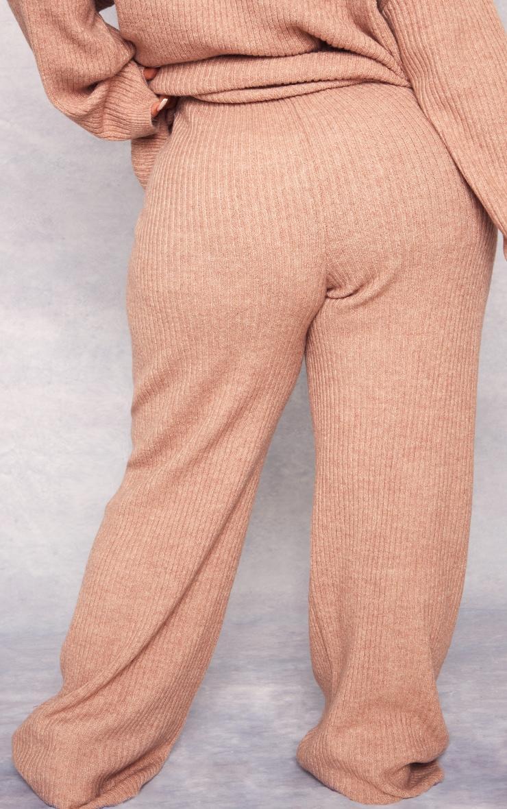 Plus Cappuccino Soft Rib Knit Pants Product Image