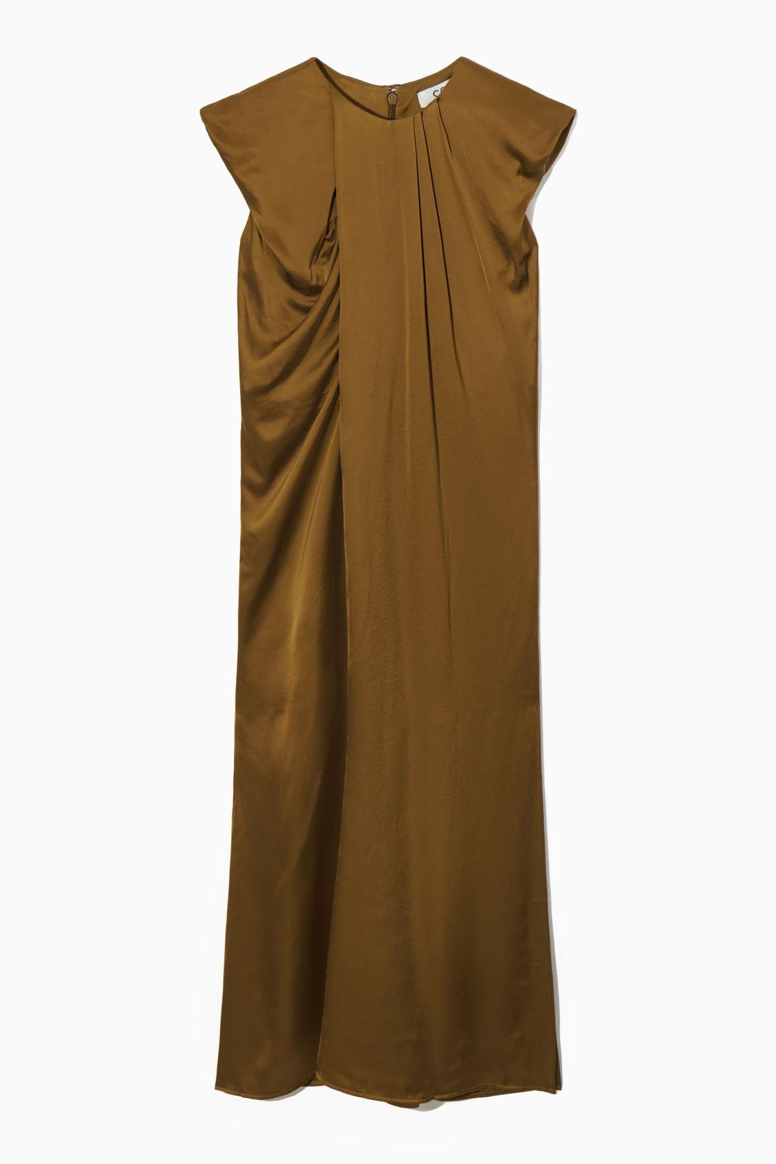 DRAPED CAP-SLEEVE MIDI DRESS Product Image