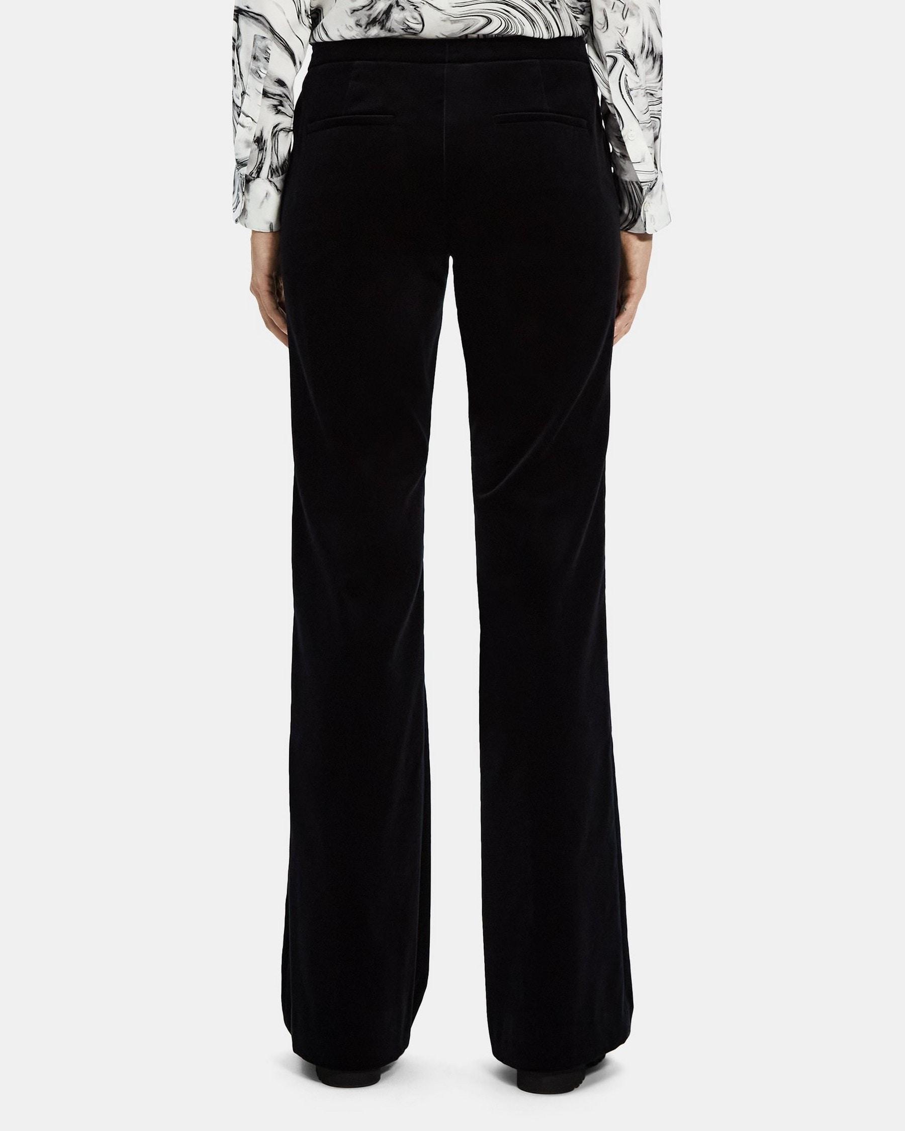 Flared Low-Waist Pant in Stretch Velvet Product Image