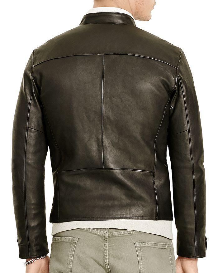 Lambskin Leather Cafe Racer Jacket In Polo Black Product Image