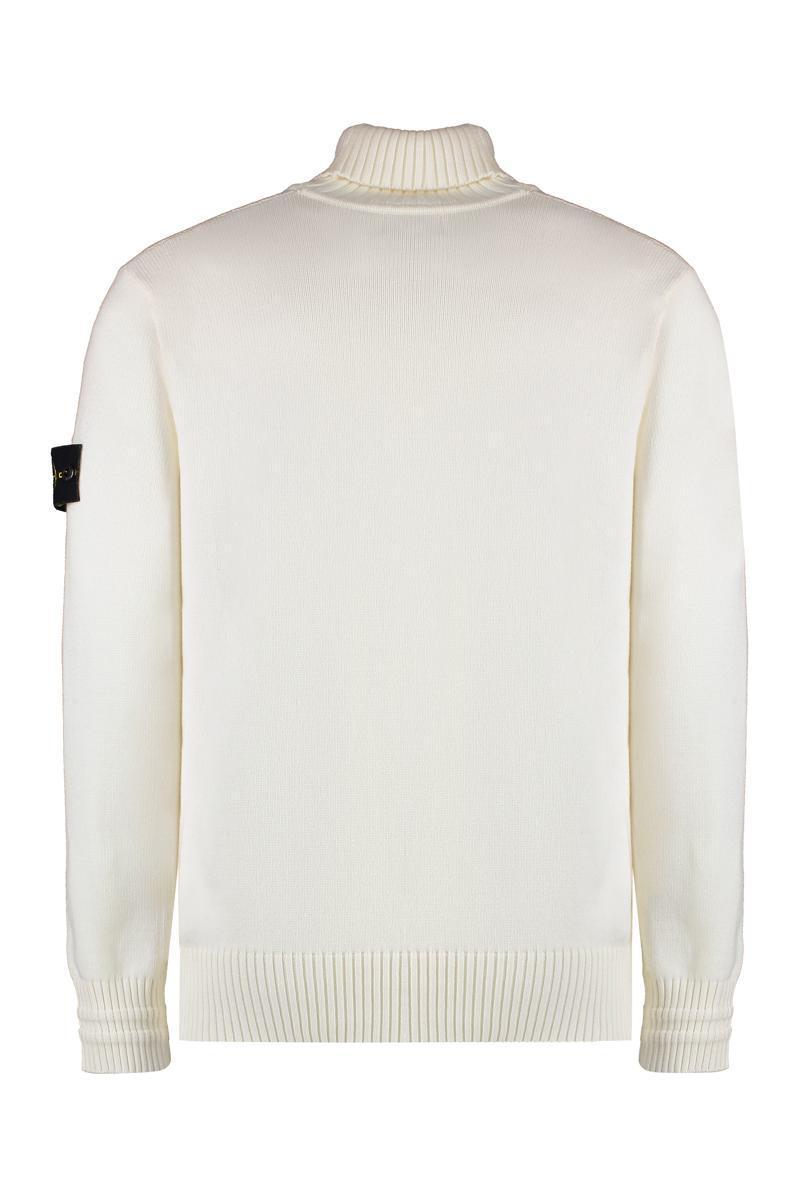 STONE ISLAND Wool Blend Turtleneck Sweater In Green Product Image