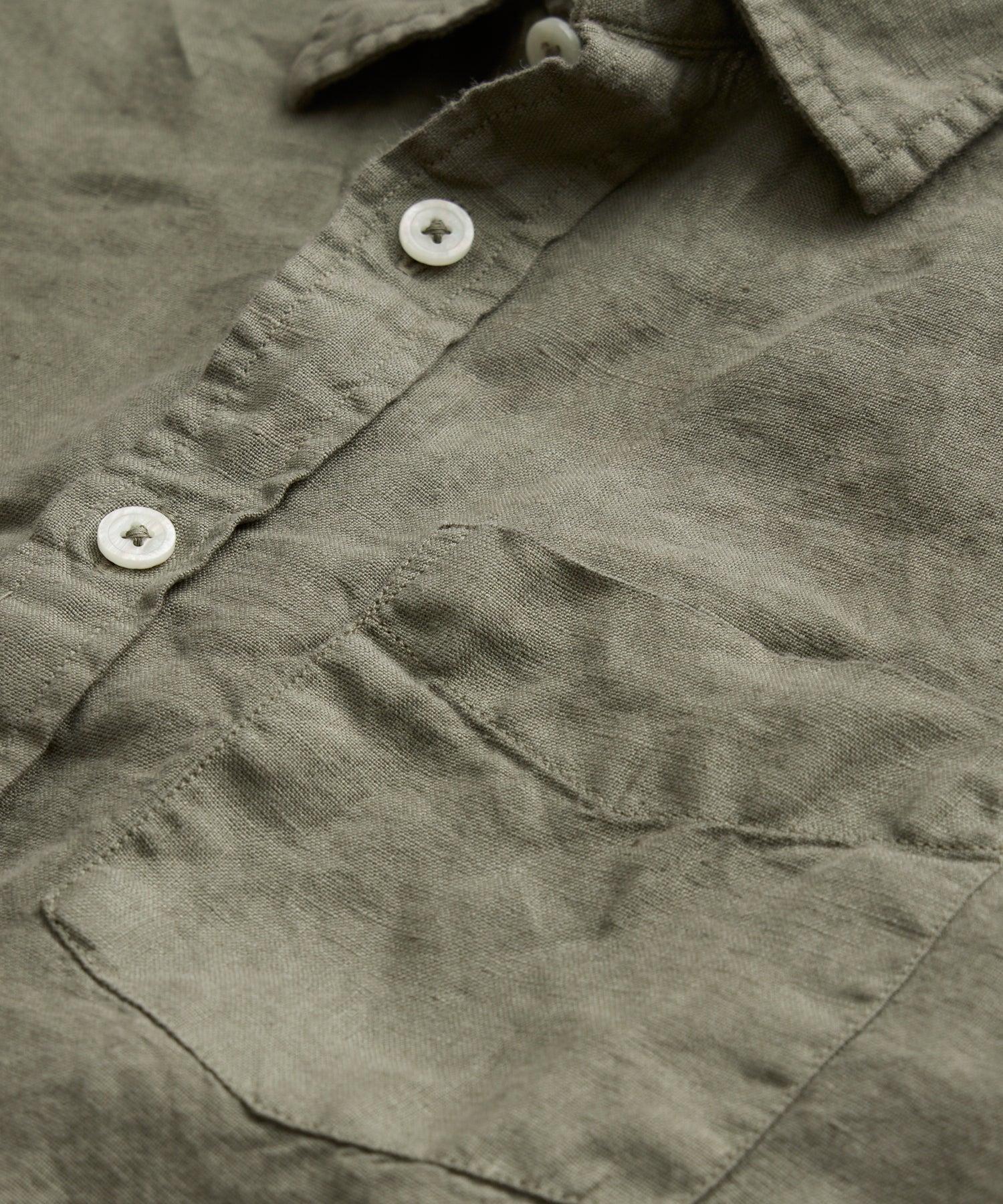 Slim Fit Sea Soft Irish Linen Shirt in Faded Surplus Product Image