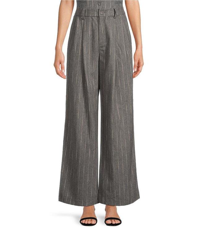 Le' AL.X Knit Wool Blend High Rise Flat Front Pleated Wide Leg Coordinating Trousers Product Image