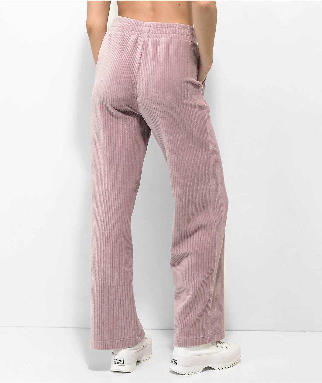 Empyre Azaria Seafog Velour Corduroy Elastic Waist Pants Product Image