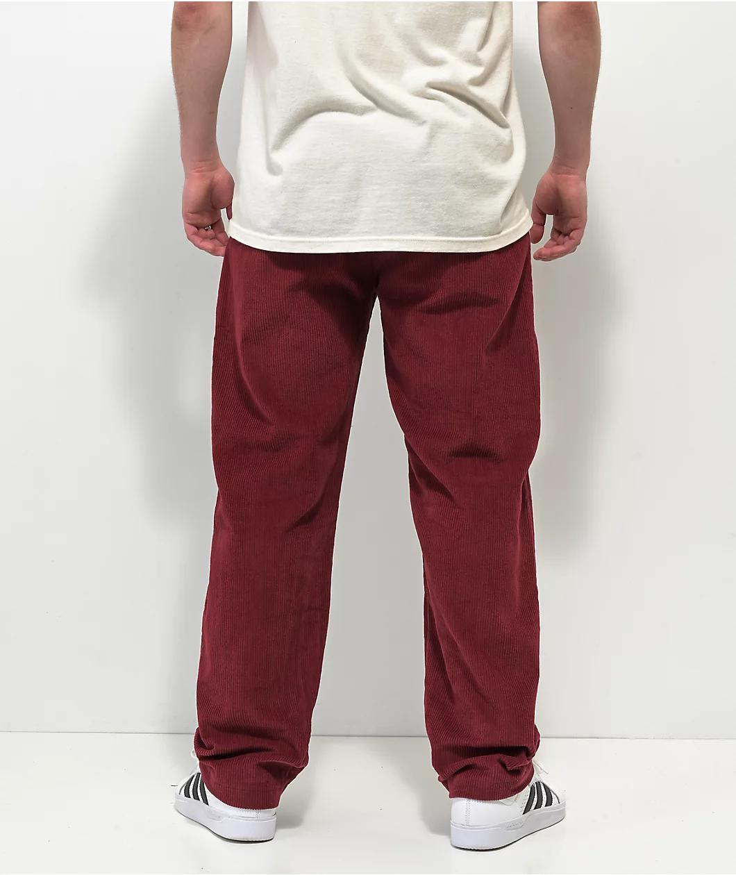 Krooked Kords Burgundy Corduroy Elastic Waist Skate Pants Product Image