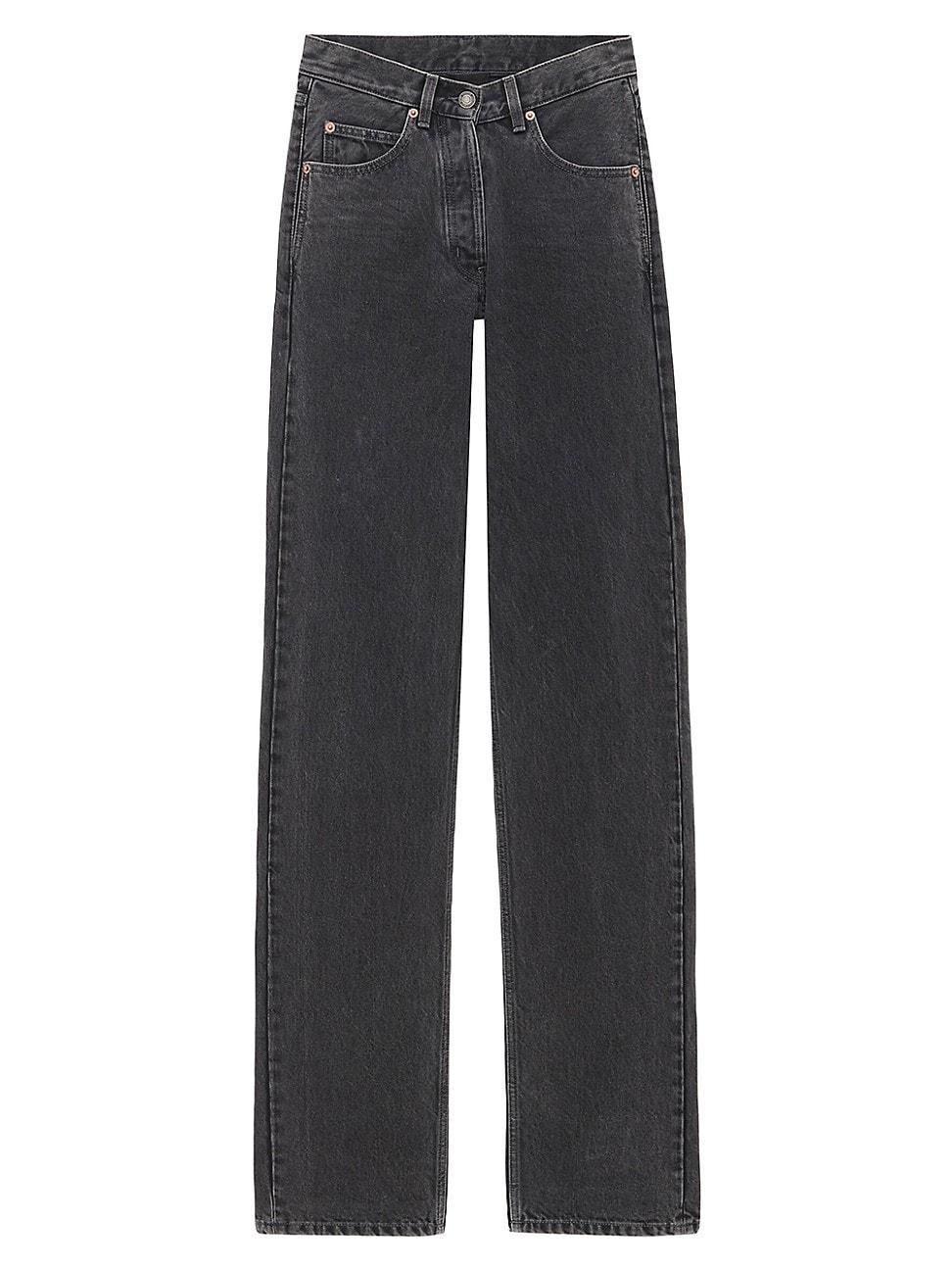 Womens V-Waist Long Baggy Jeans In Denim Product Image