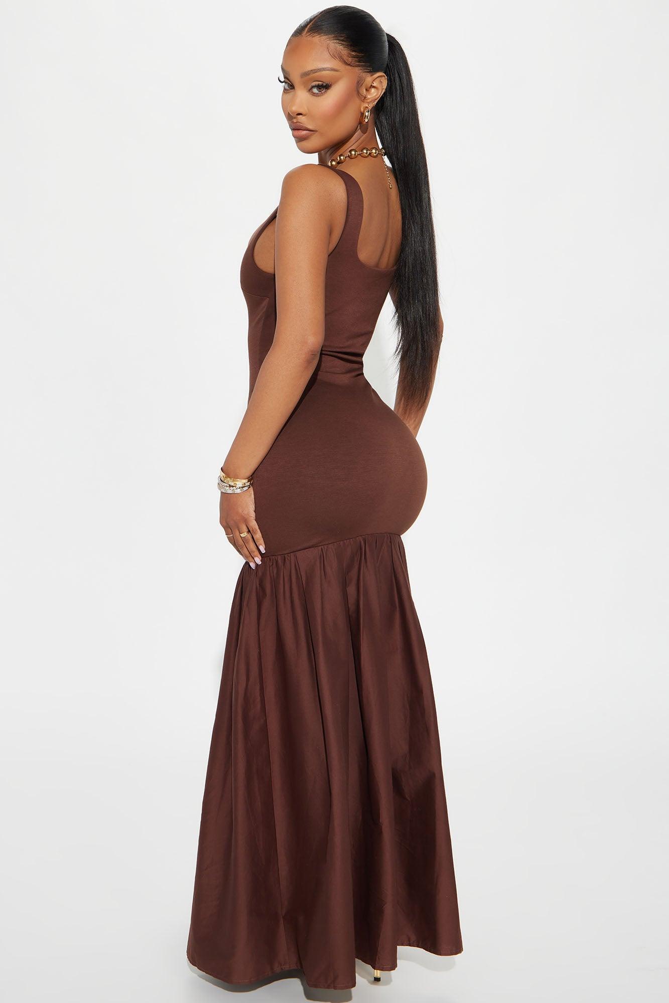 Caroline Poplin Maxi Dress - Chocolate Product Image