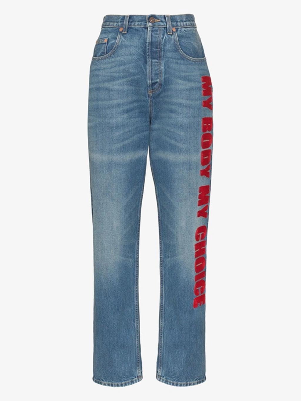 'my Body My Choice' Jeans In Blue Product Image