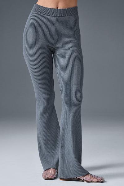 Denim Knit High-Waist Flare Pant - Steel Grey/Anthracite Product Image